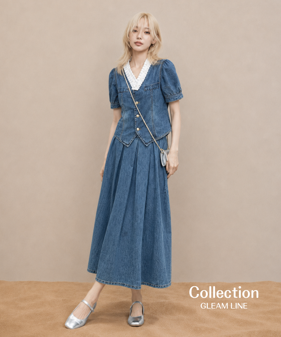 Denim Frill Top & Skirt