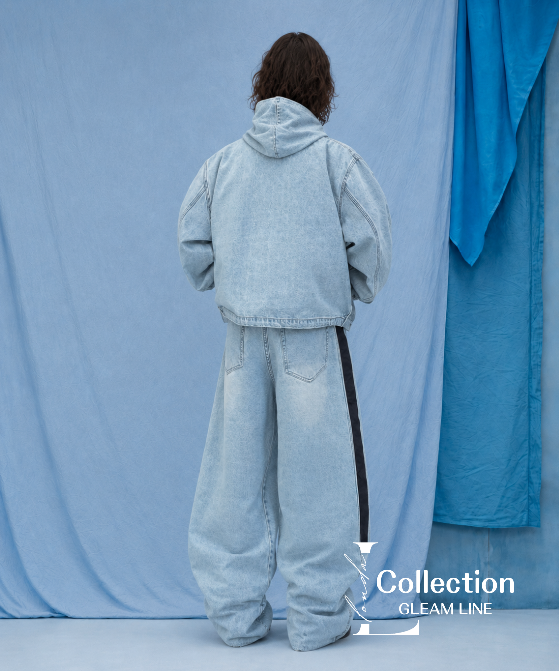 Denim Hoodie＆Wide Pants Co-ord