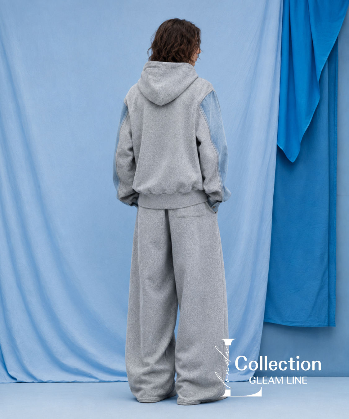Gradient Panel Hoodie＆Wide Pants Co-ord