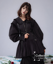 Blouse + Leather Strap / Black / S