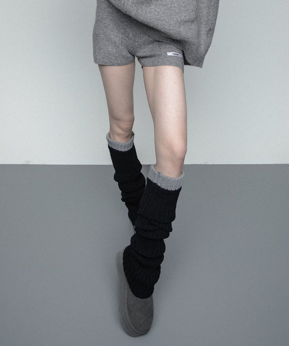 Contrast Cuff Ribbed Leg Warmers