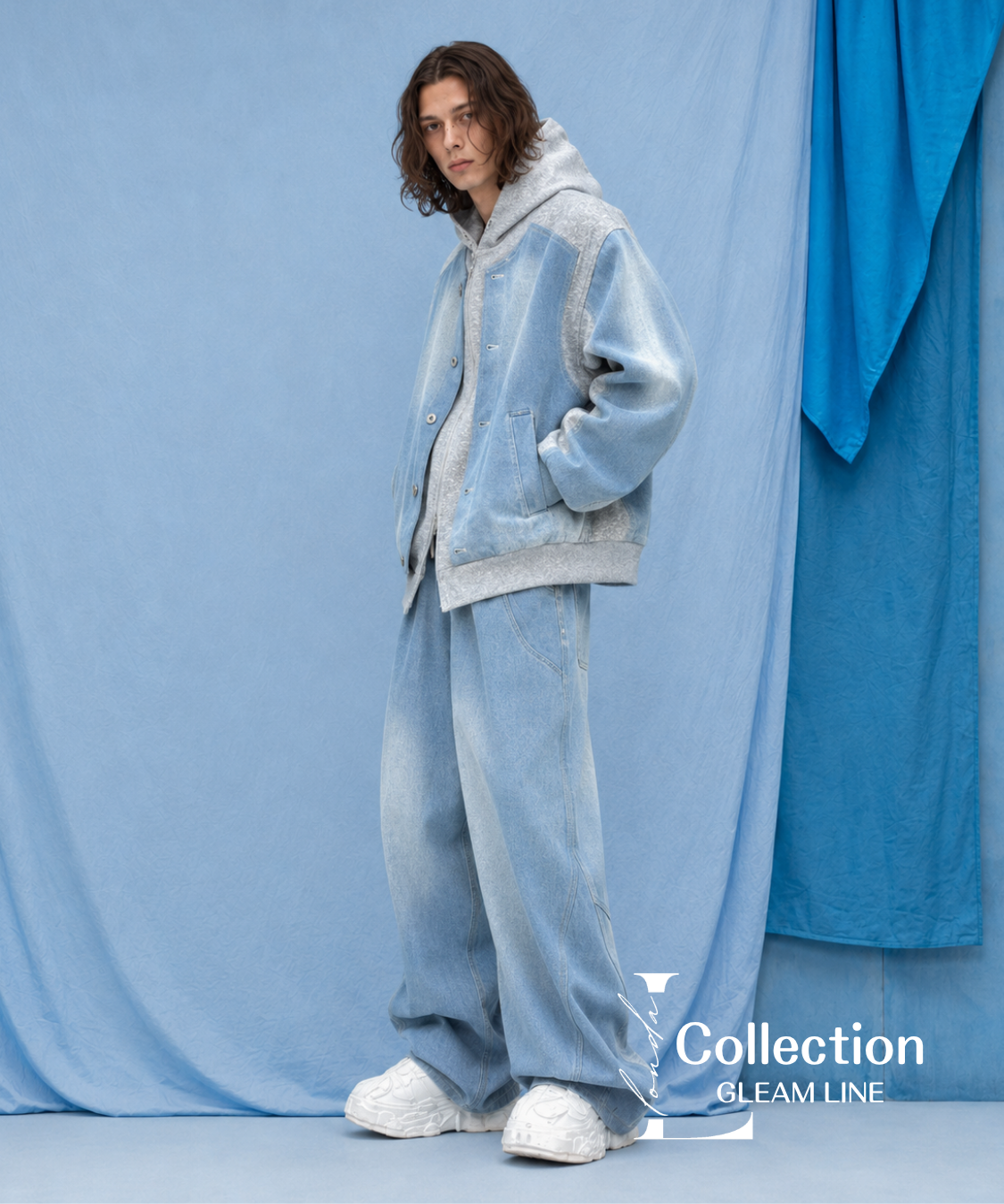 Gradient Panel Hoodie＆Wide Pants Co-ord
