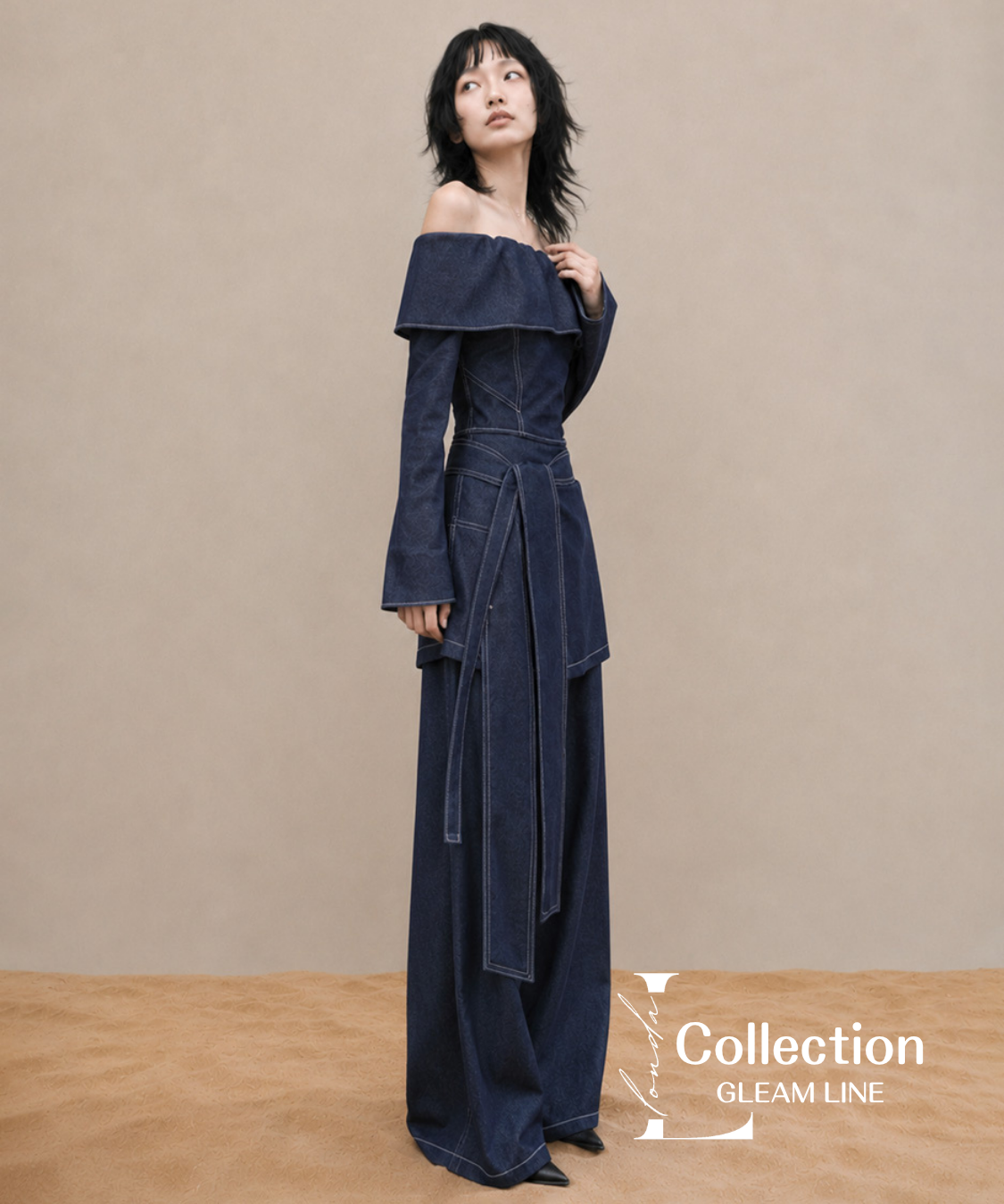 Denim Off Shoulder Layered Series