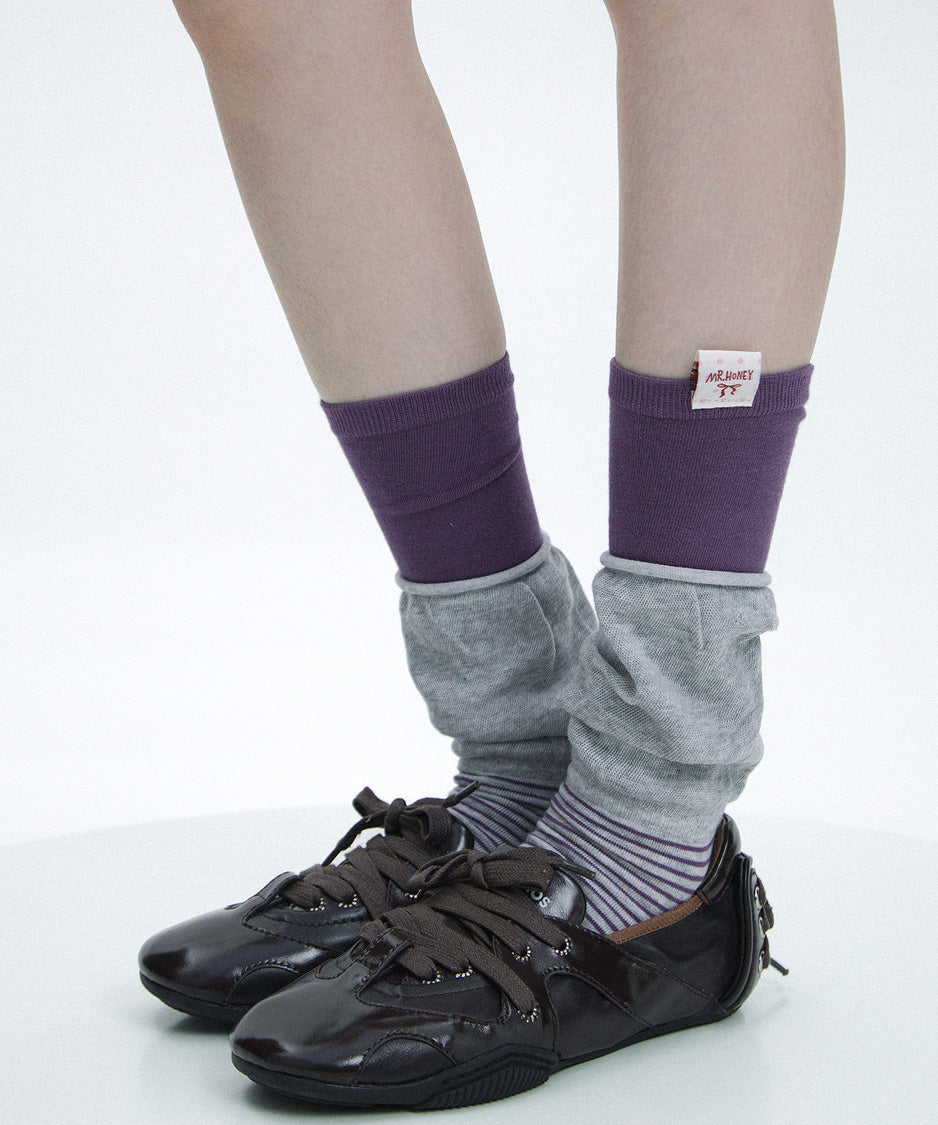 Layered Stripe Slouch Socks