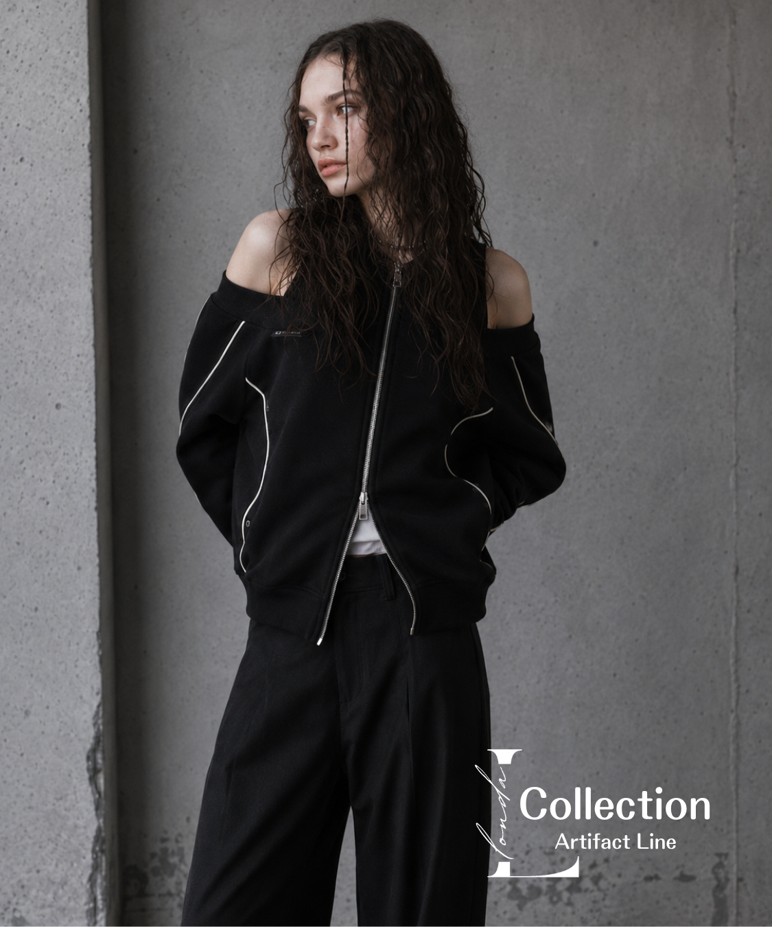 Open Shoulder Zip Top