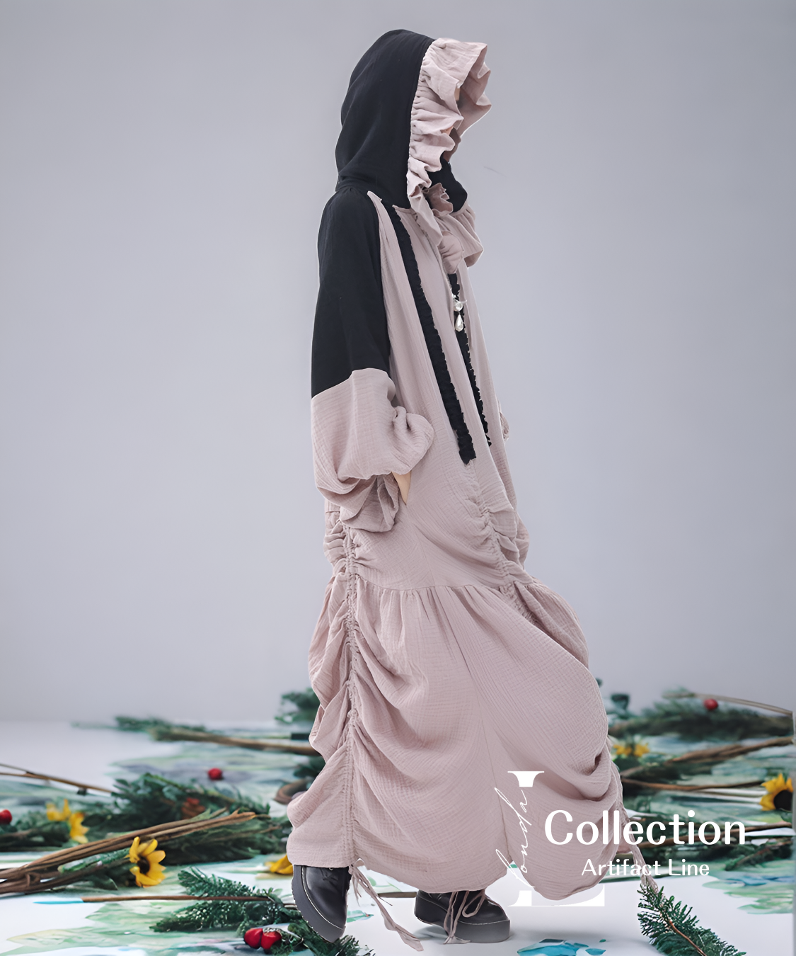 Gathered Hood Panel Dress