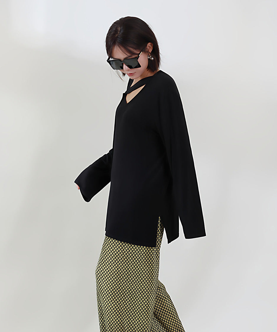 Diagonal Tie Neck Top