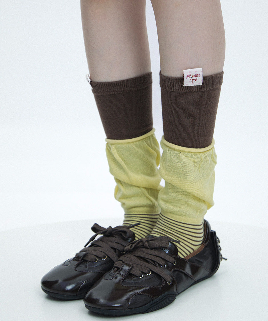 Layered Stripe Slouch Socks