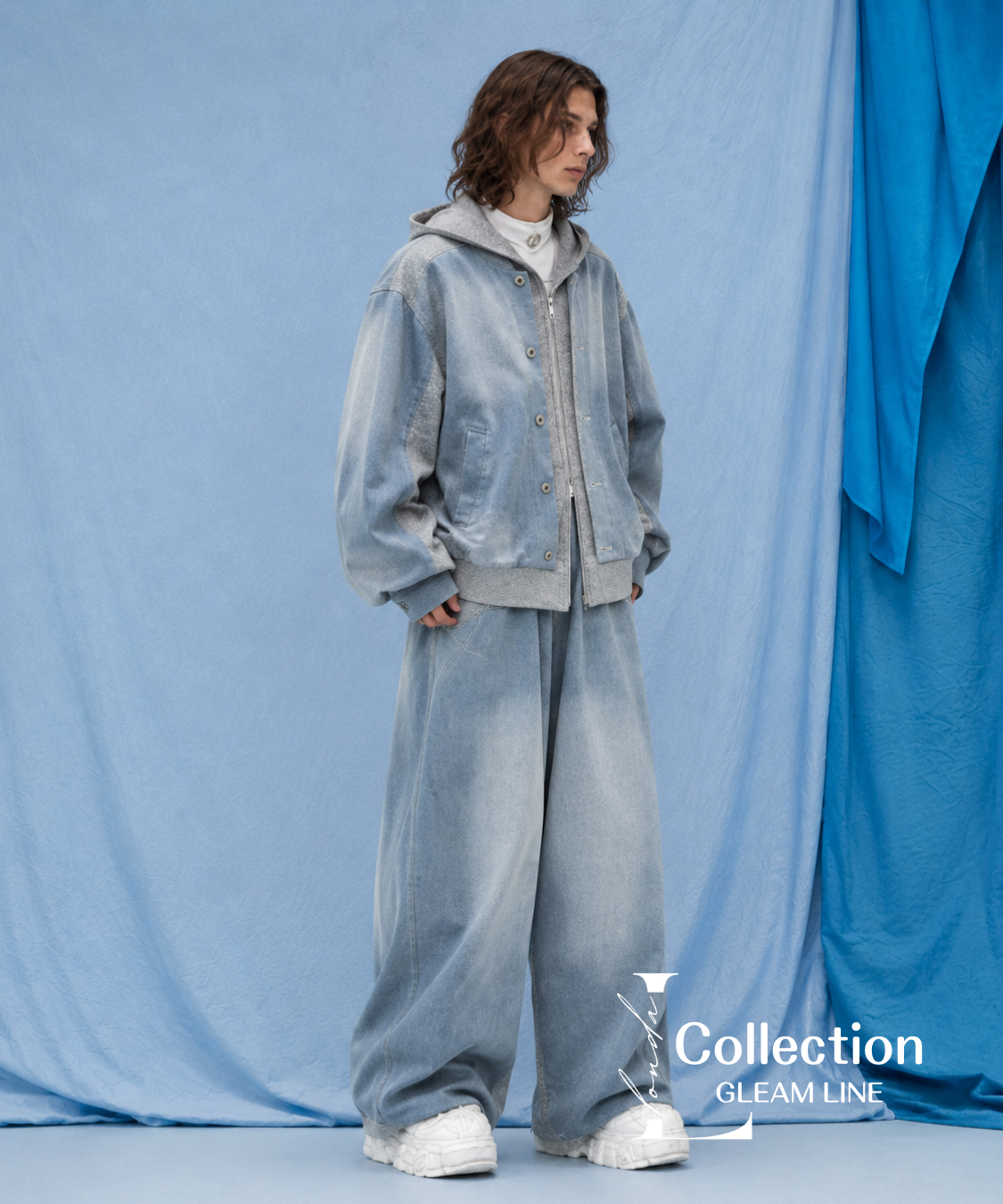 Gradient Panel Hoodie＆Wide Pants Co-ord