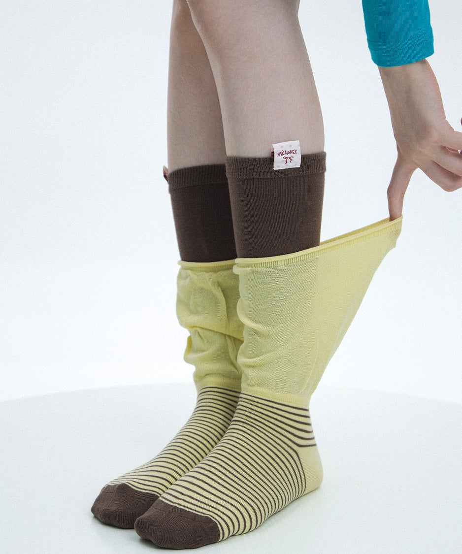 Layered Stripe Slouch Socks