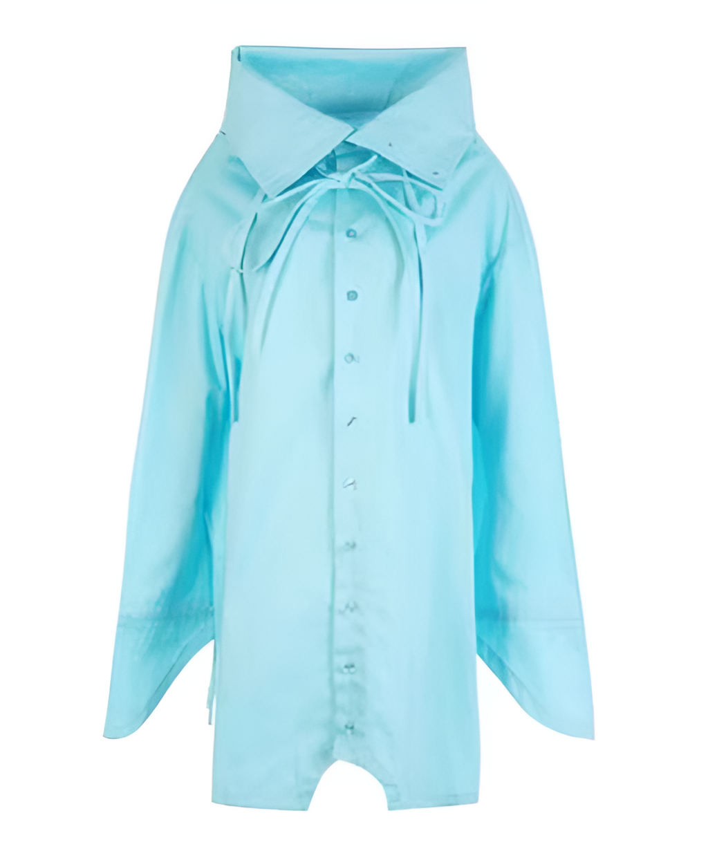 Ribbon Collar Tunic Blouse