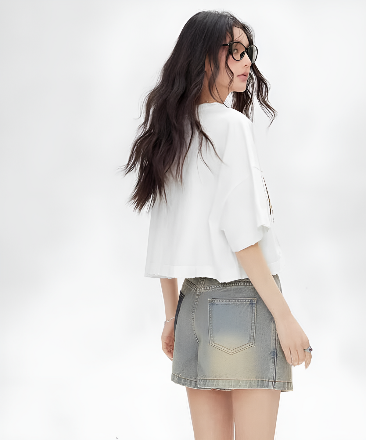 Heart Patch Denim Mini Skirt