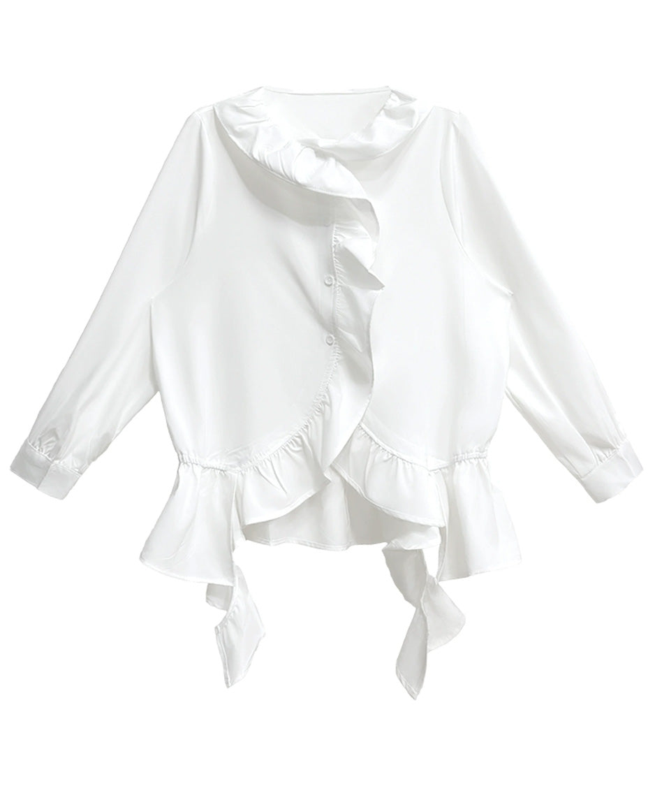 Ruffle Curve Hem Flare Blouse
