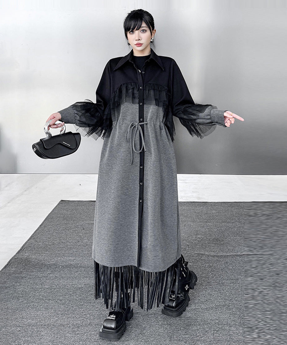 Tulle Layered Long Coat