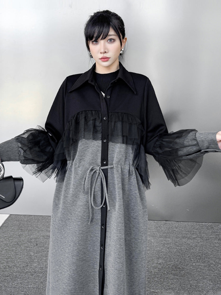Tulle Layered Long Coat