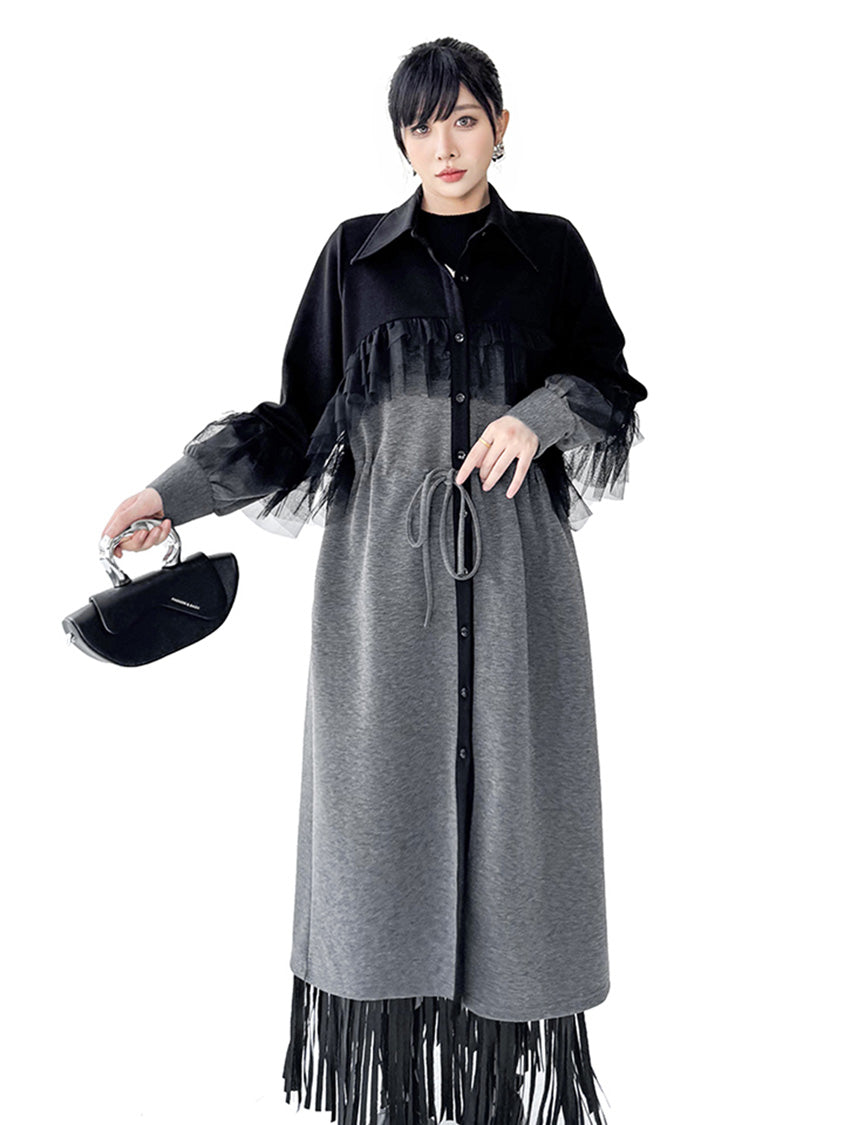 Tulle Layered Long Coat