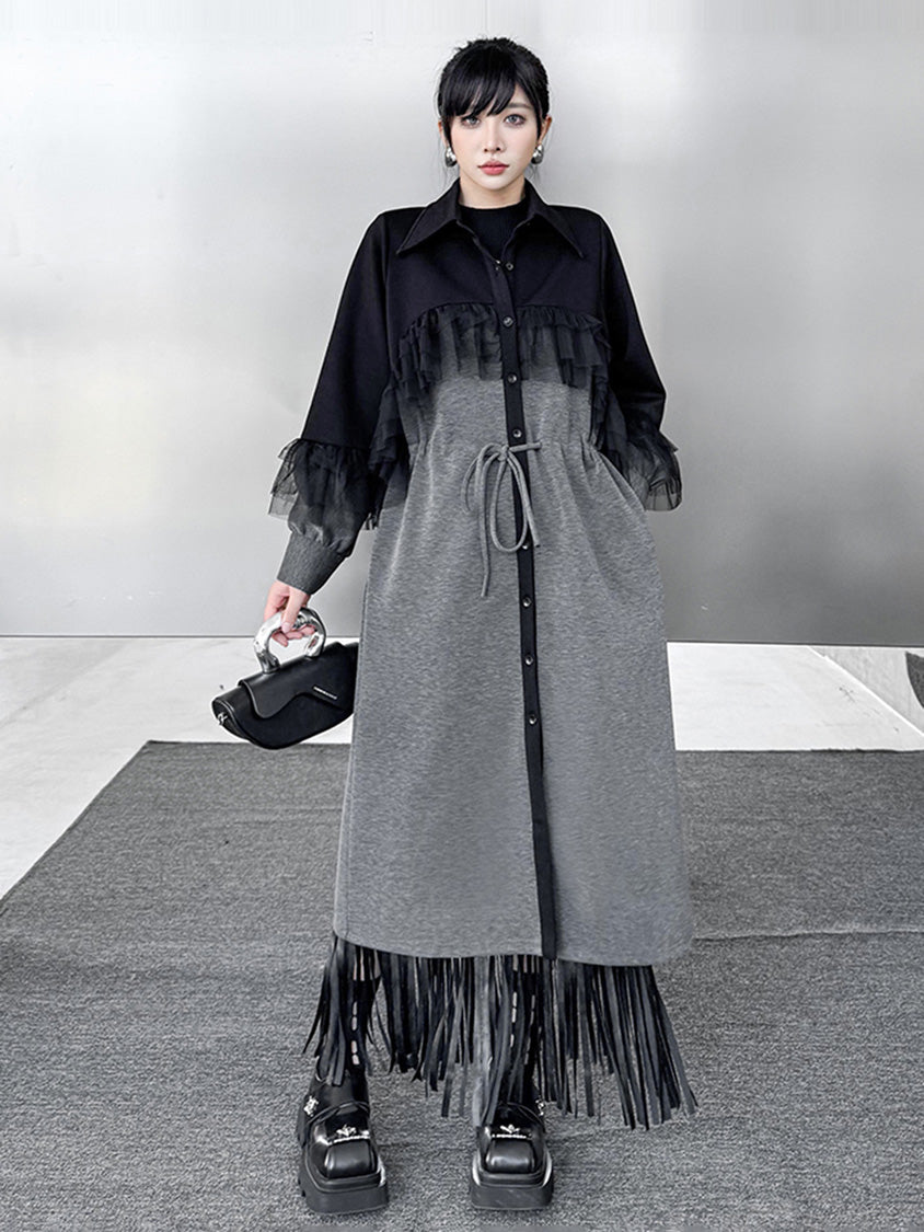 Tulle Layered Long Coat