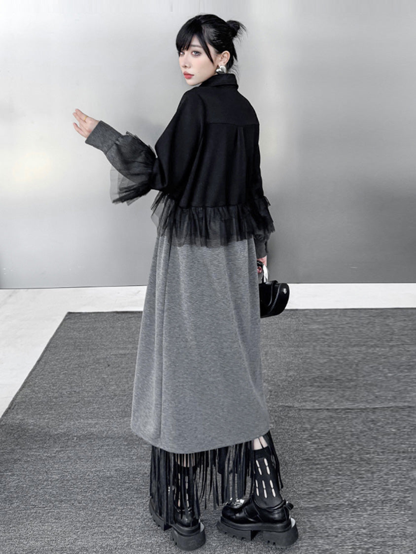 Tulle Layered Long Coat