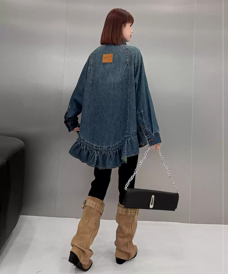 Flounce Denim Shirt Blue 背面