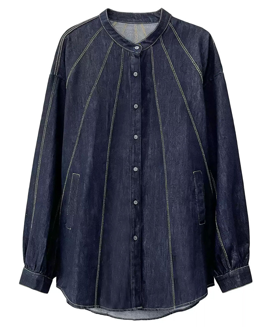 Ray Stitch Denim Shirt Blue 平置き