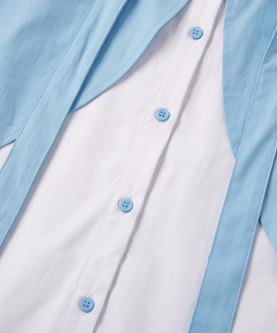 BA-1021 Blue & White blouse