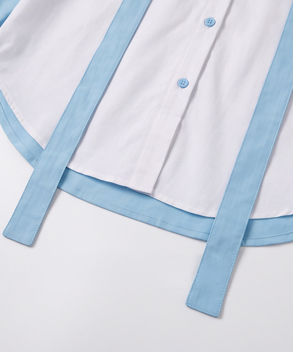 BA-1021 Blue & White blouse