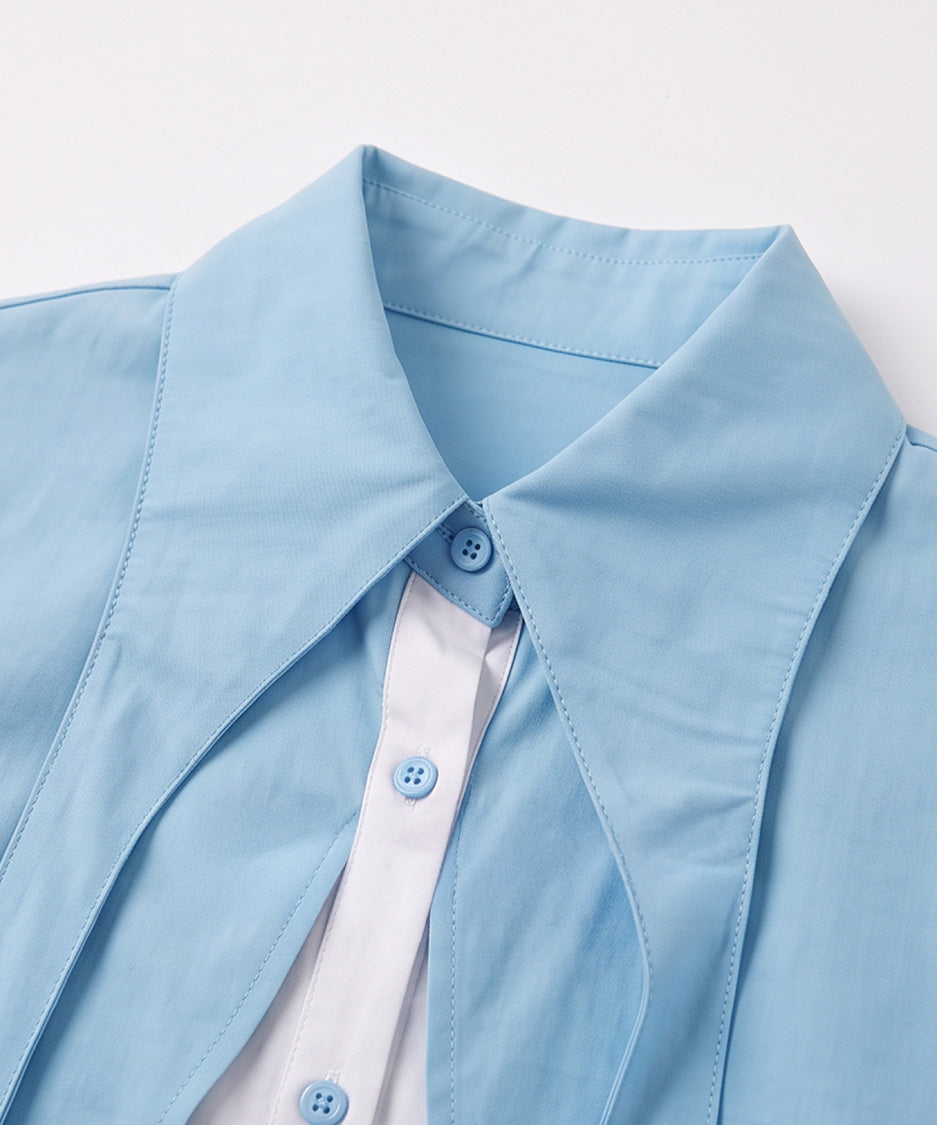 BA-1021 Blue & White blouse