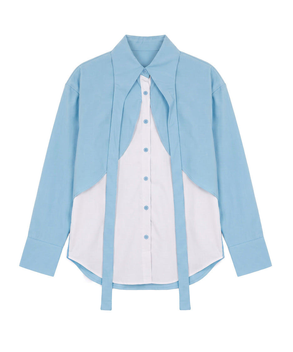 BA-1021 Blue & White blouse