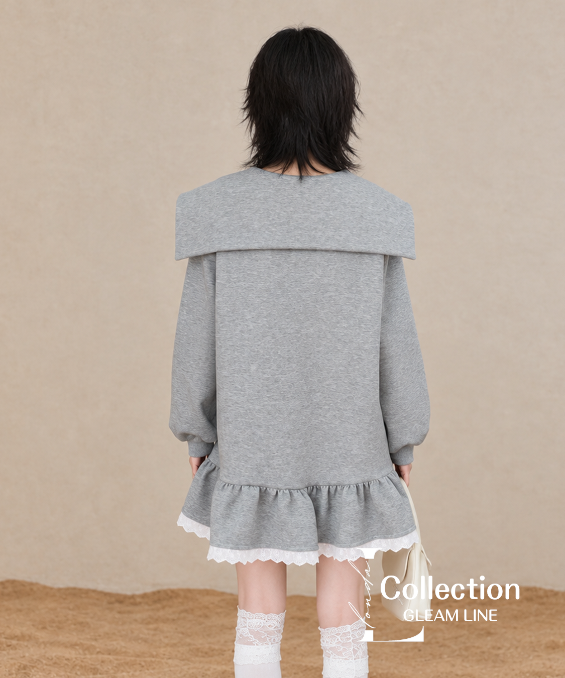 Orelia Sailor Dress — Gray — back view 14