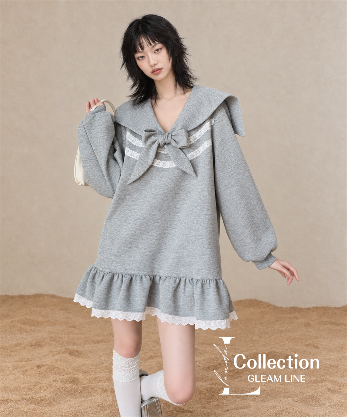 Orelia Sailor Dress — Gray — detail view 2