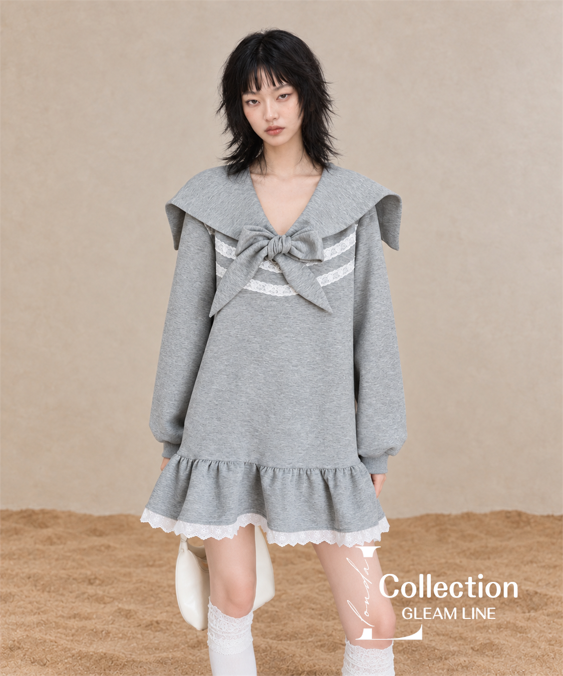 Orelia Sailor Dress — Gray — detail view 6