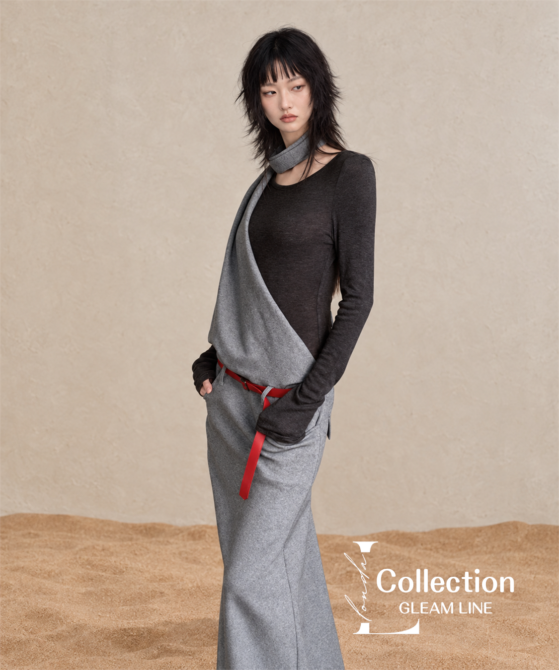 Serane Layered Dress — Gray — 12