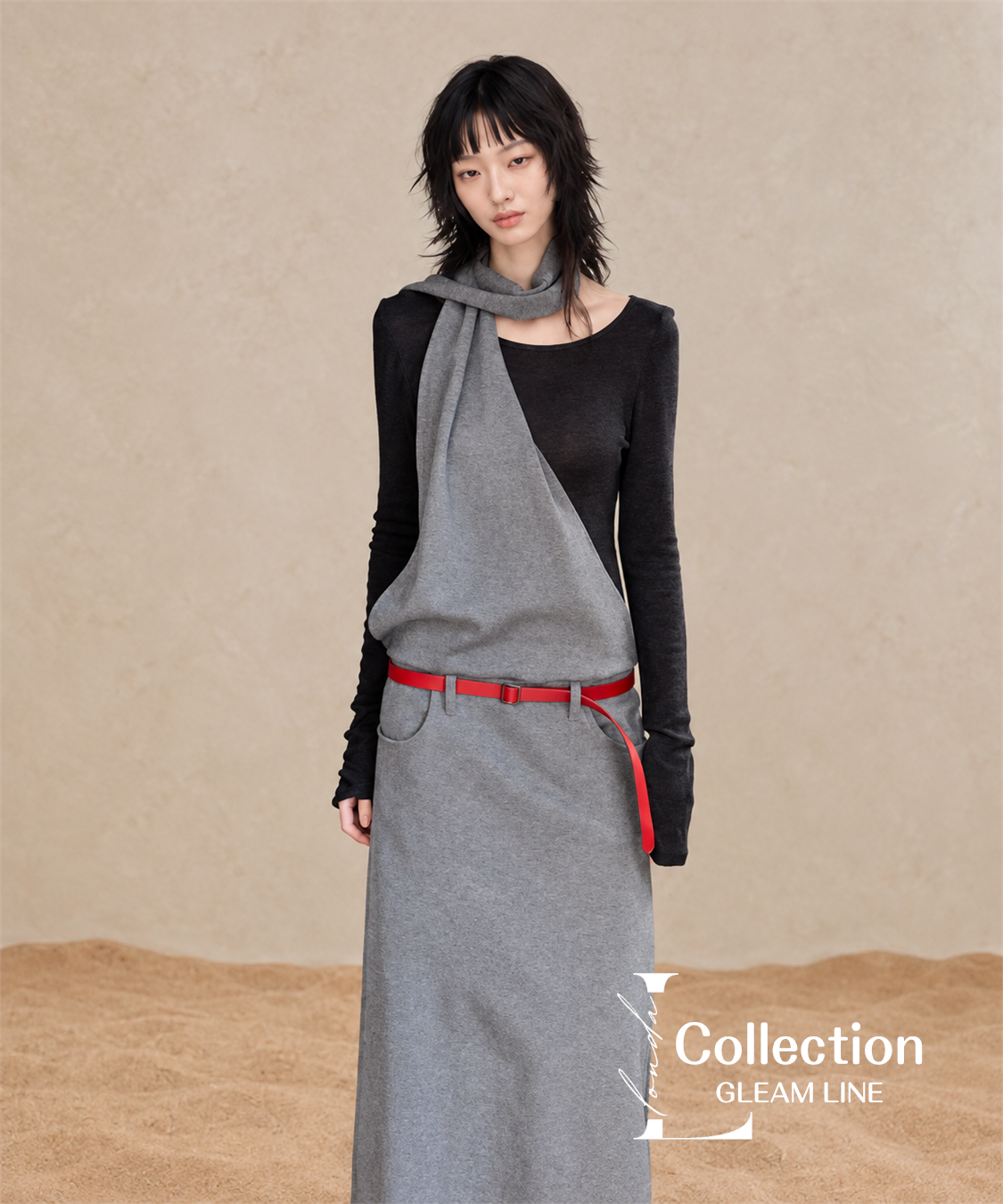 Serane Layered Dress — Gray — 14