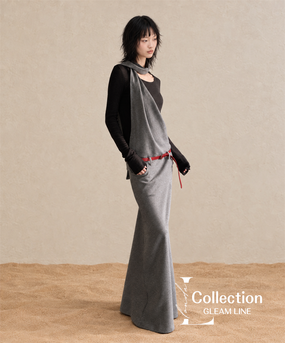 Serane Layered Dress — Gray — 17