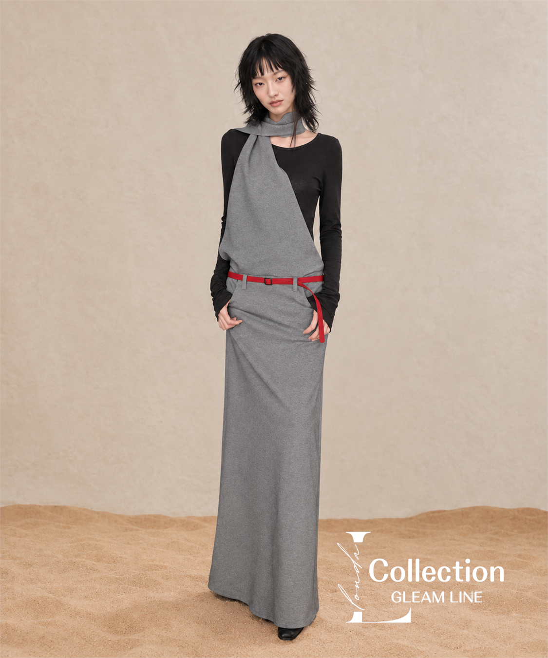 Serane Layered Dress — Gray — 2