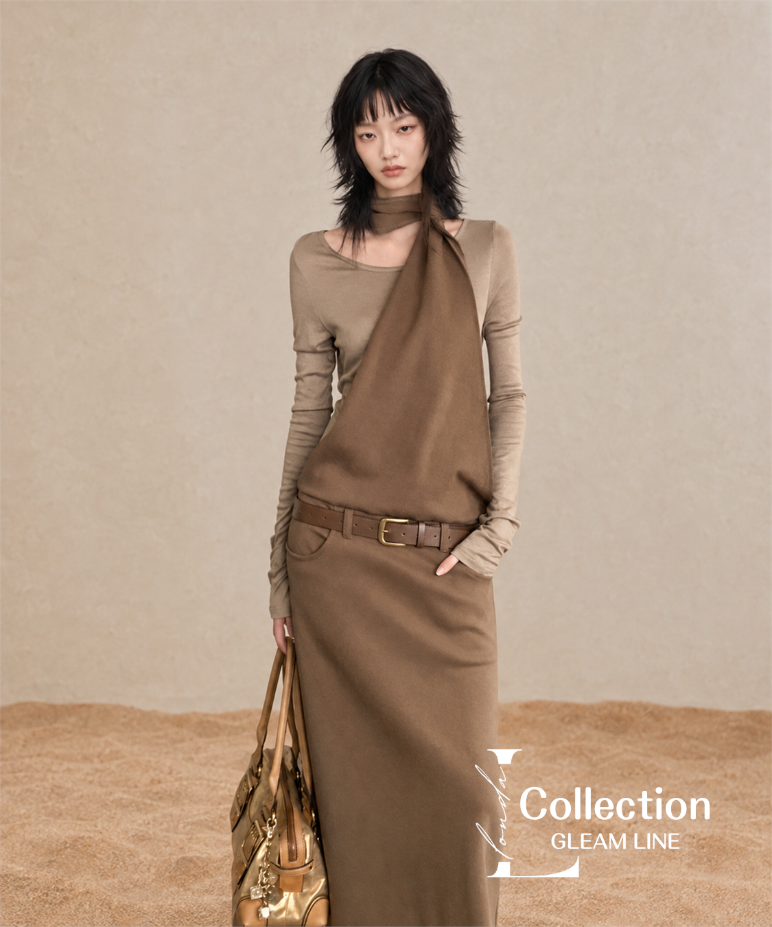 Serane Layered Dress — Brown — 23