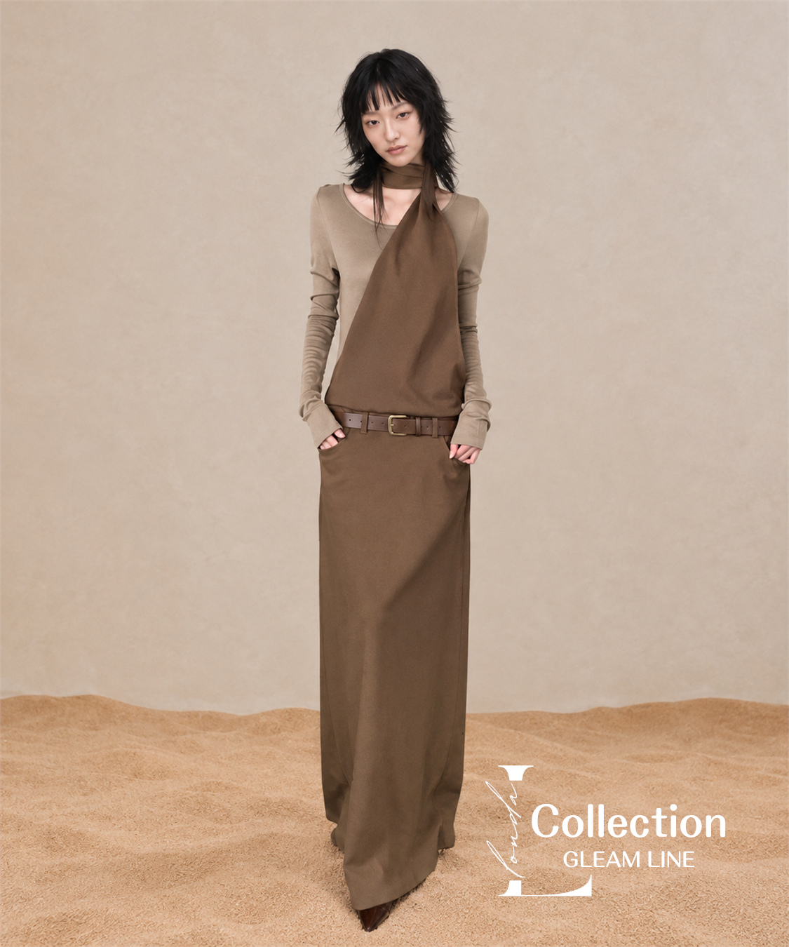 Serane Layered Dress — Brown — 24