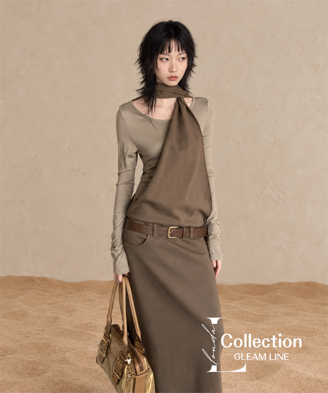 Serane Layered Dress — Brown — 27
