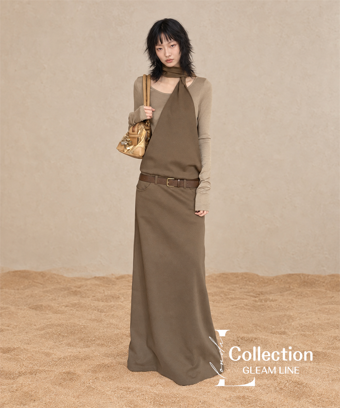 Serane Layered Dress — Brown — 28