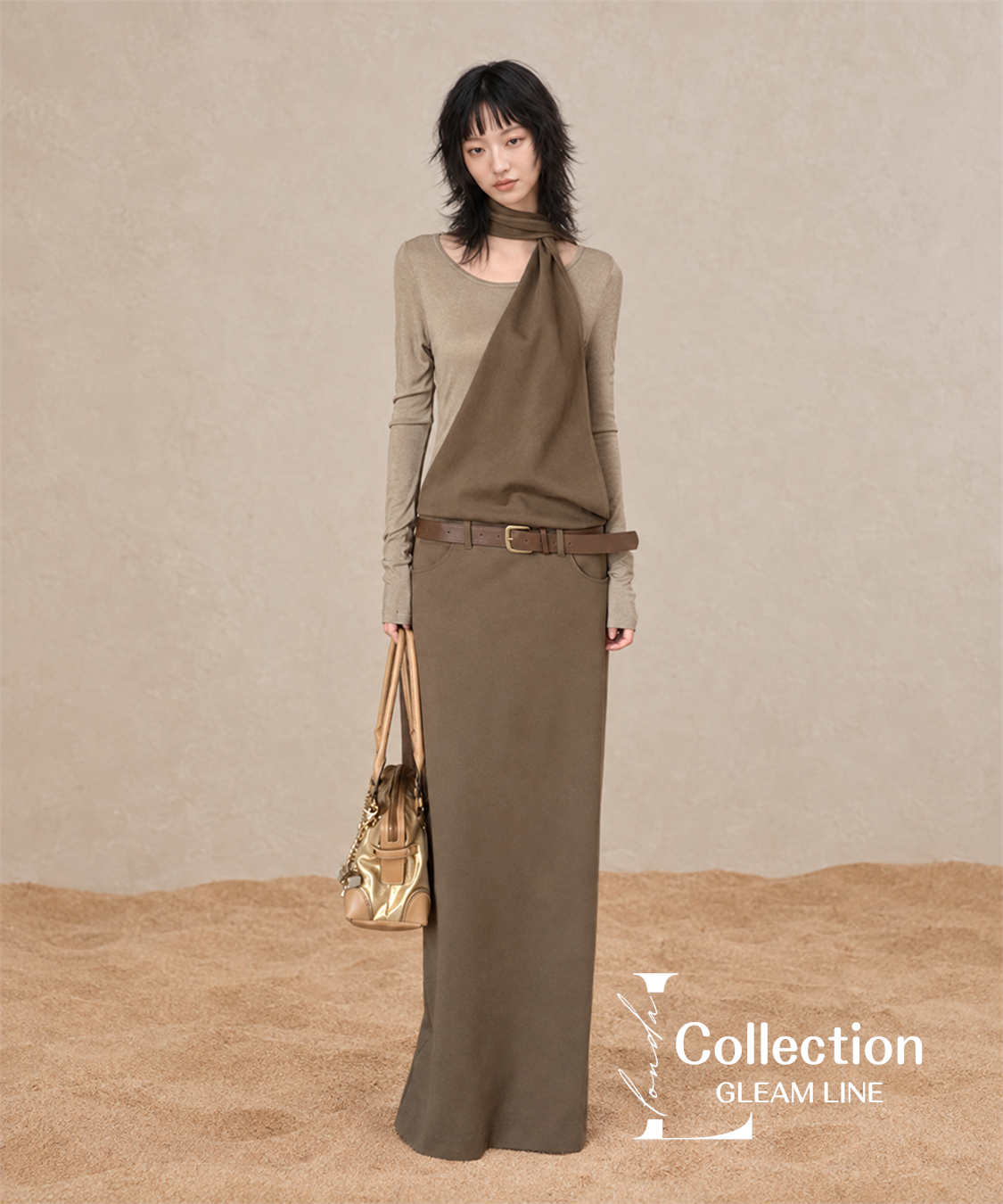 Serane Layered Dress — Brown — 29