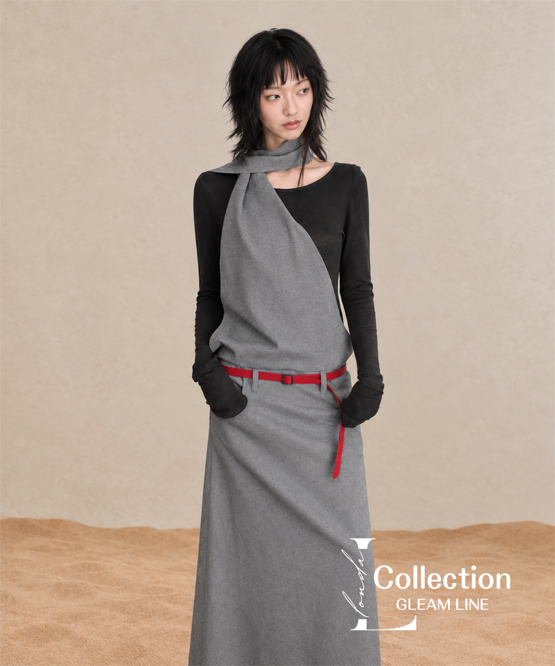 Serane Layered Dress — Gray — 3