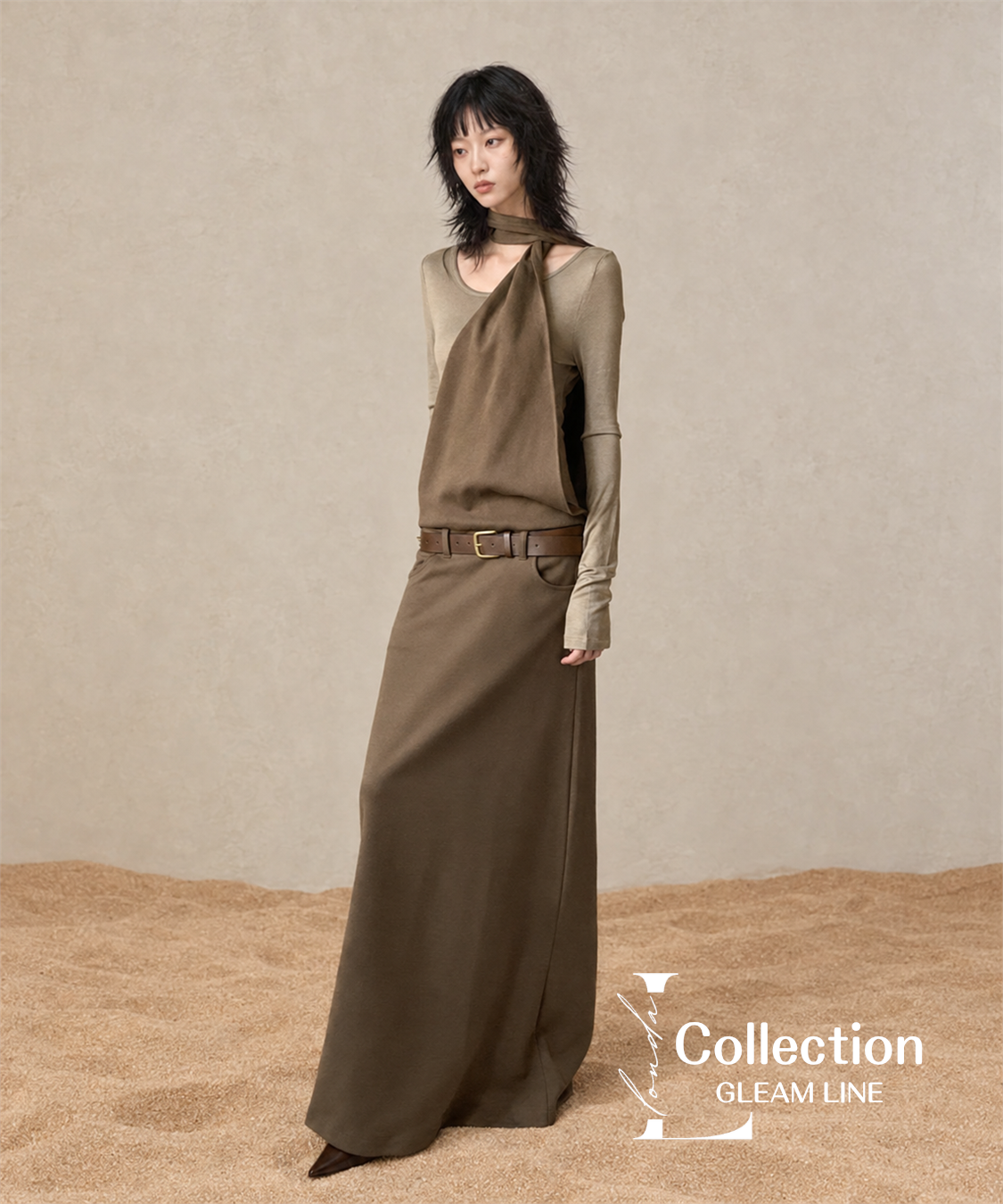 Serane Layered Dress — Brown — 30