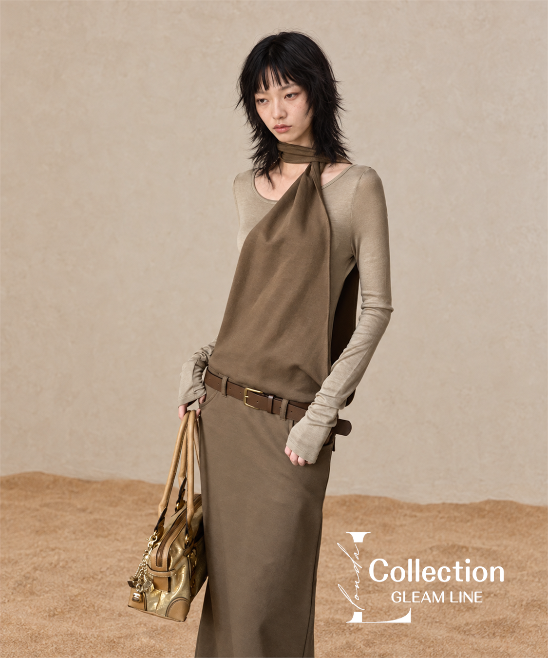 Serane Layered Dress — Brown — 31