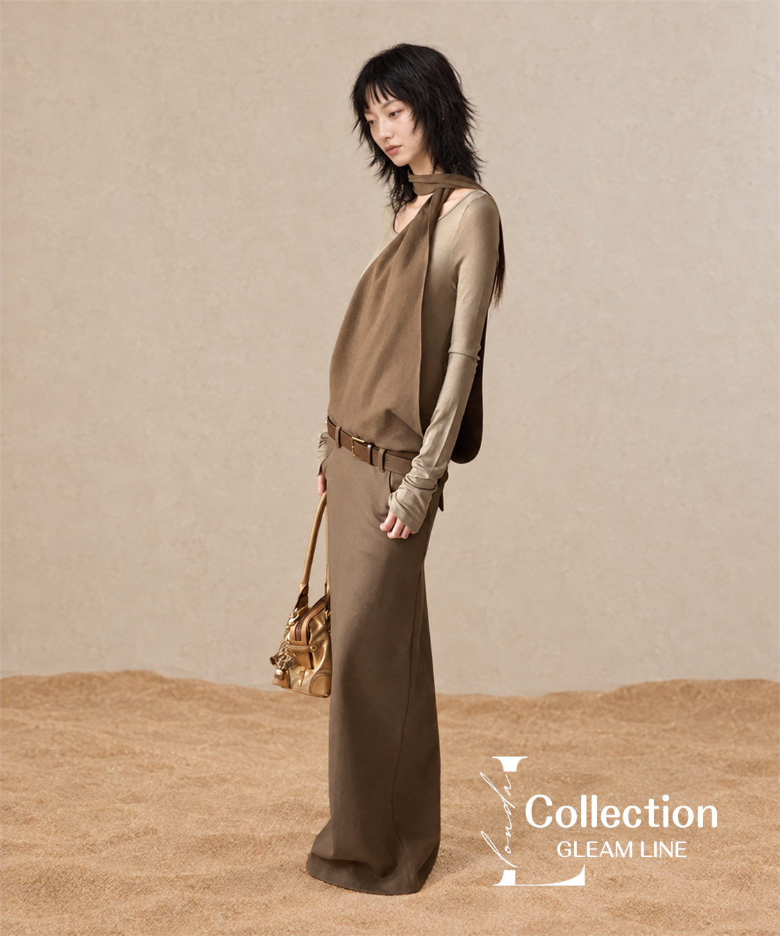 Serane Layered Dress — Brown — 32