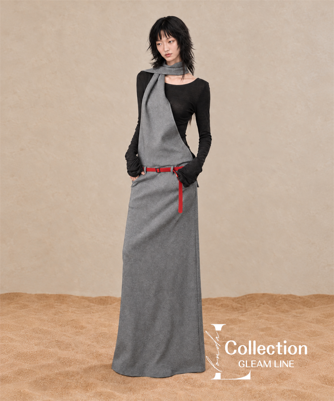 Serane Layered Dress — Gray — 4