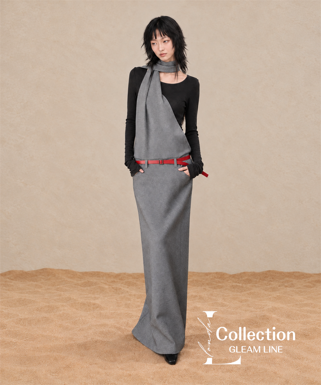Serane Layered Dress — Gray — 5