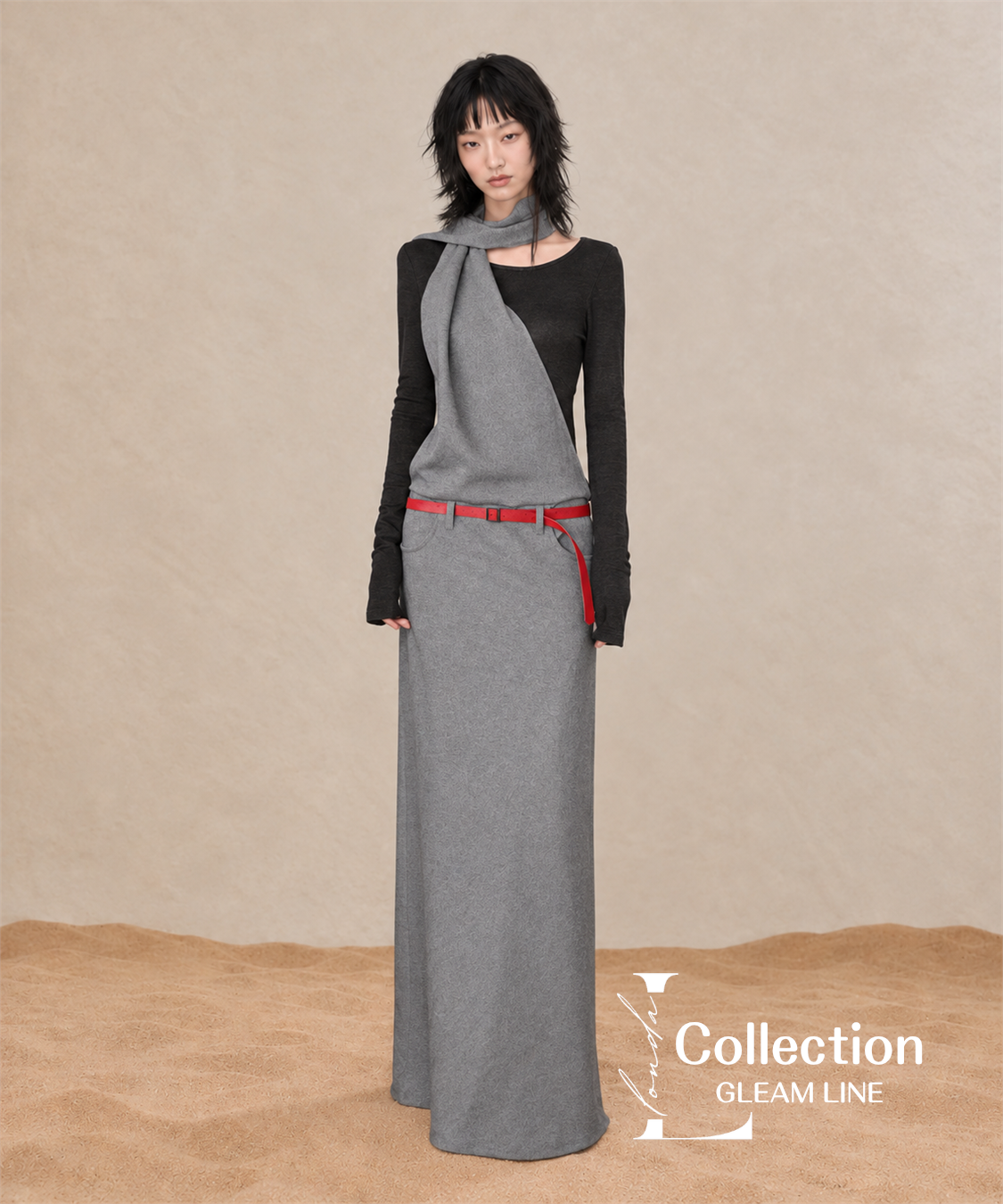 Serane Layered Dress — Gray — 6