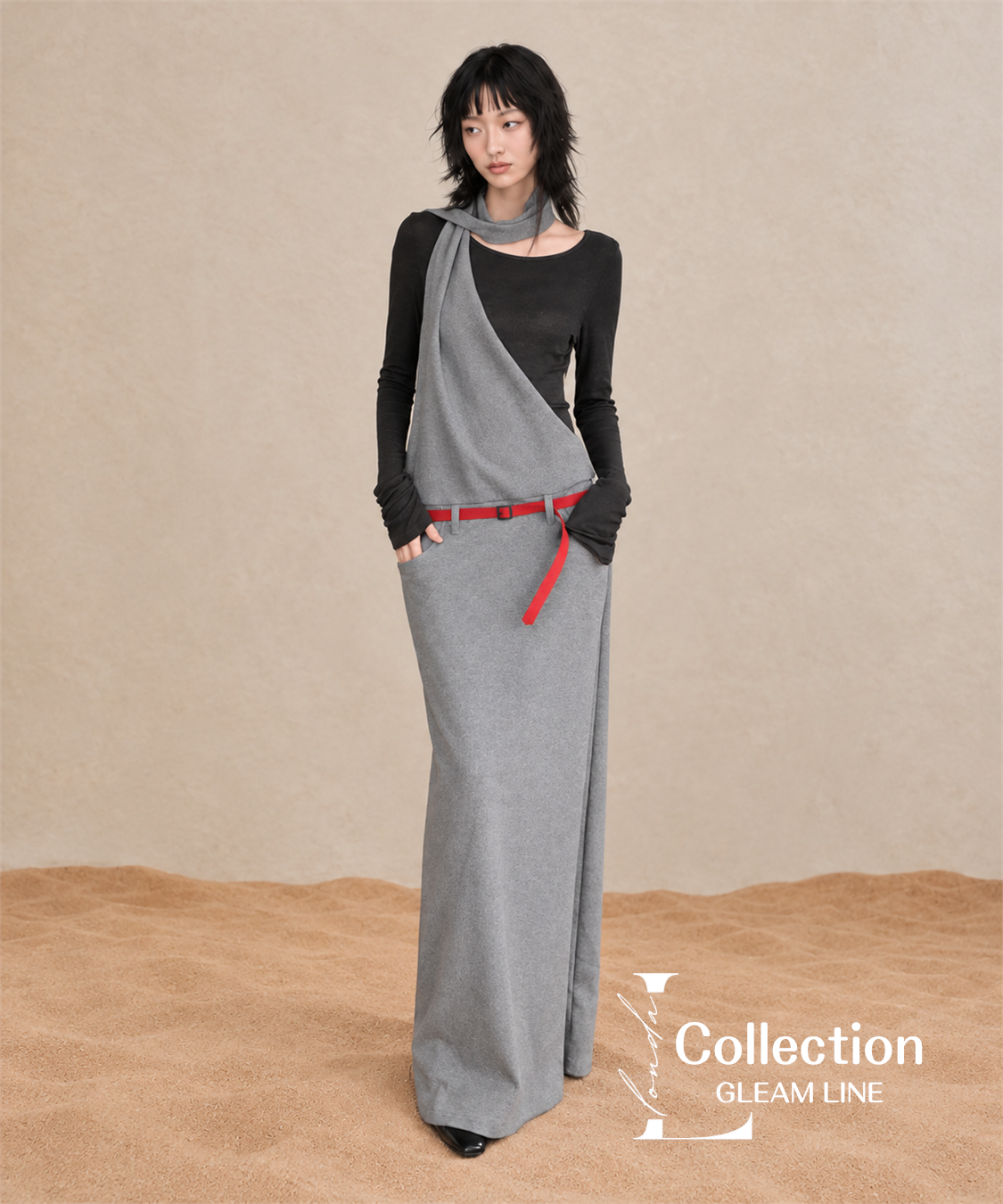 Serane Layered Dress — Gray — 7
