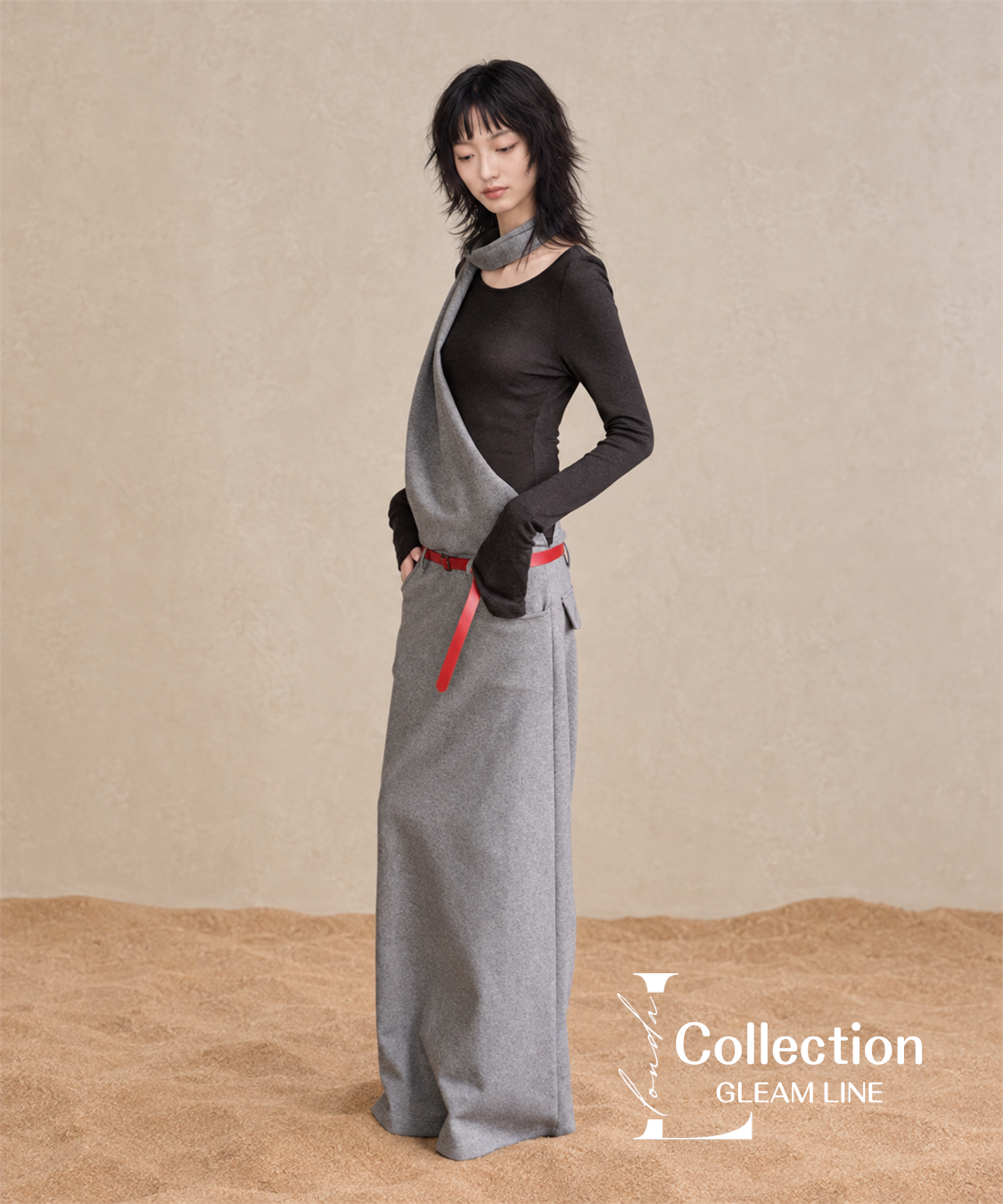 Serane Layered Dress — Gray — 8