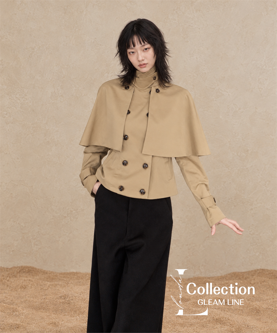 Veyra Cape Trench Coat — Khaki — 10